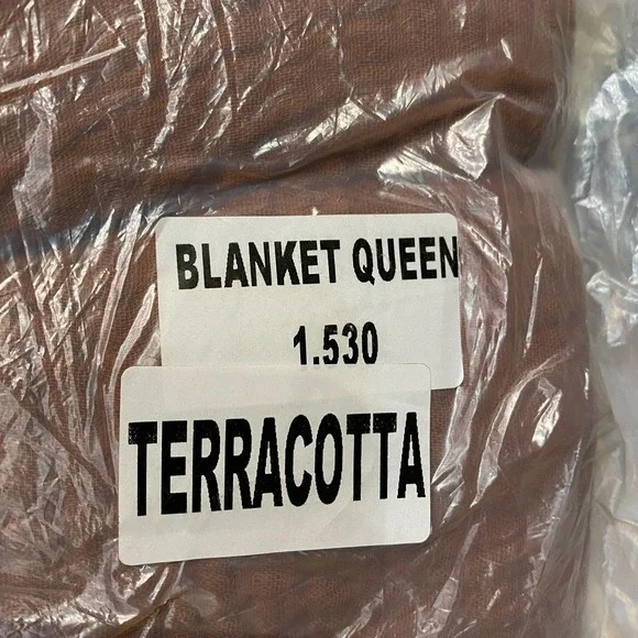 Quince Organic Airy Gauze Blanket Queen Size Terracotta Cotton - Picture 4 of 5